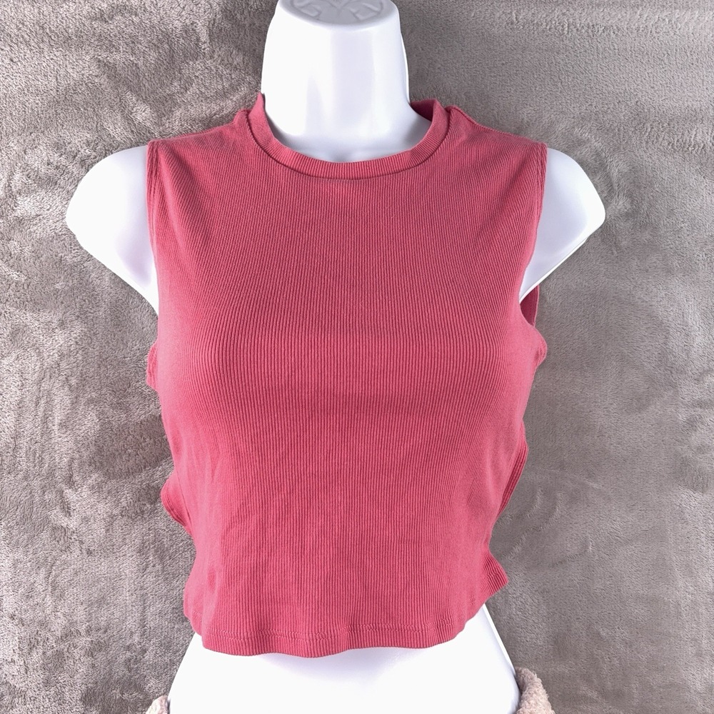 Reformation Tank Top Womens Size Small Pink Ribbed‎ Sleeveless Crop Organic